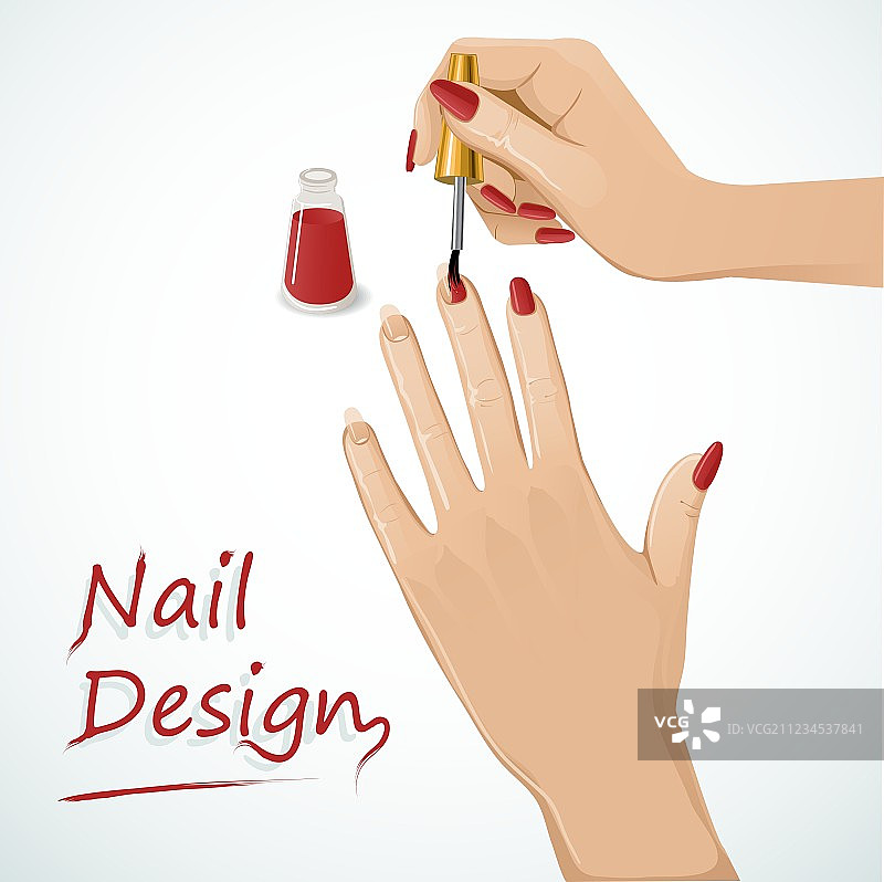 女人涂指甲油图片素材