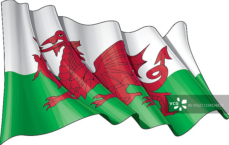 威尔士旗帜（做旧效果）图片素材