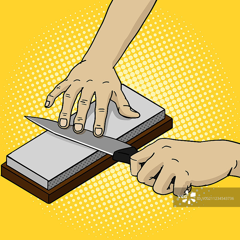 男人磨刀波普艺术风格图片素材