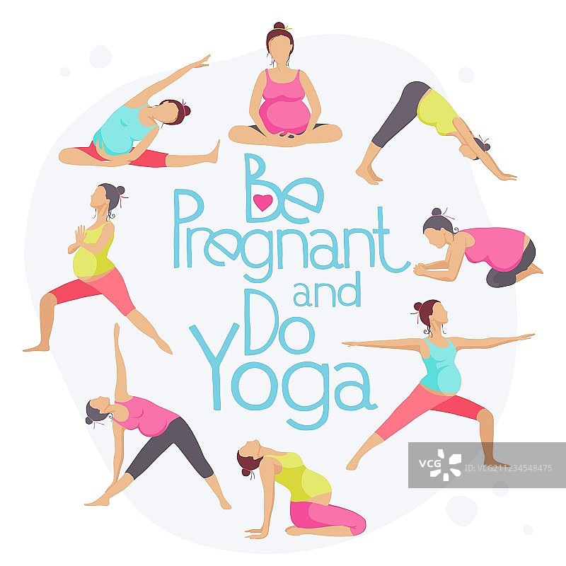 孕妇瑜伽姿势合集图片素材