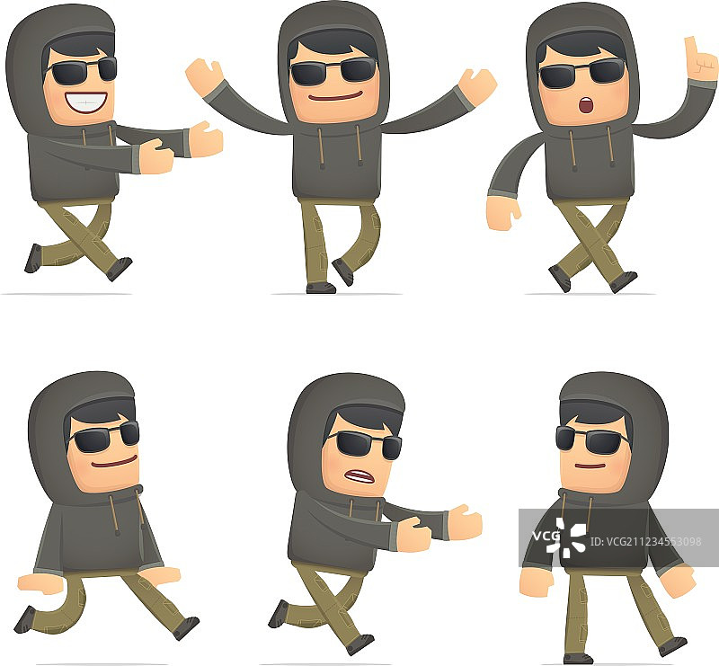 不同姿势的黑客角色图片素材