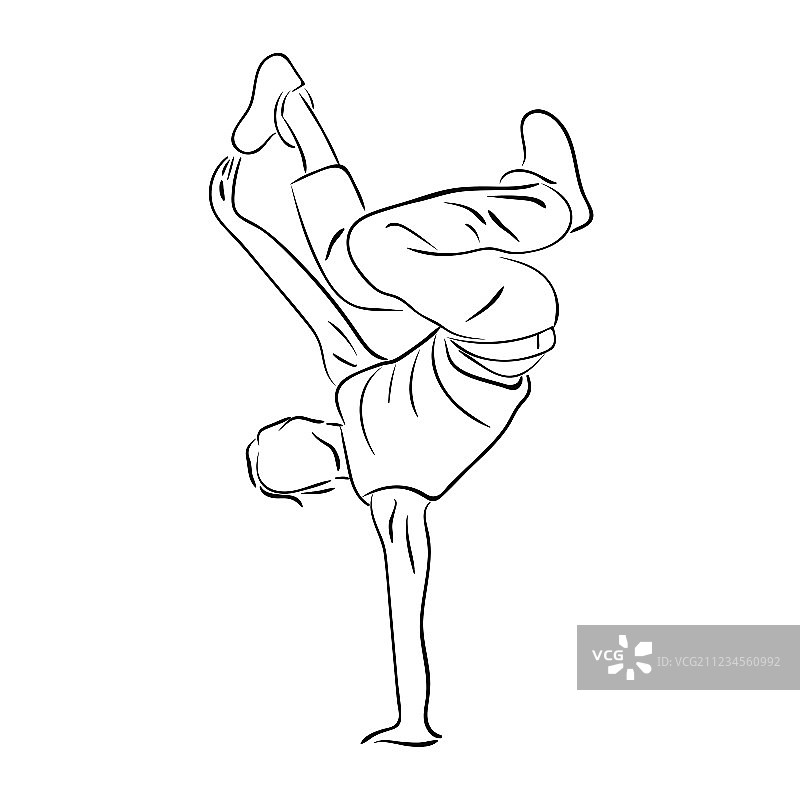 街舞舞者轮廓素描图片素材