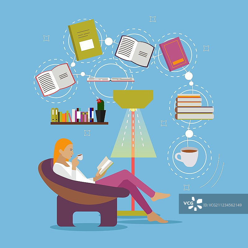 年轻女子在家中坐在现代椅子上图片素材