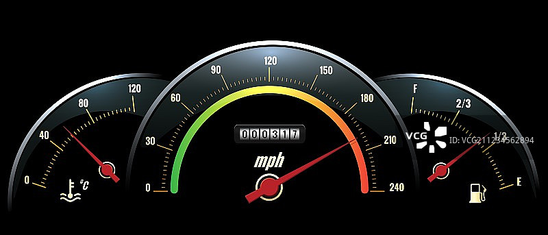 速度计温度和油量指示器图片素材