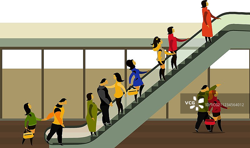 乘坐自动扶梯的人们图片素材