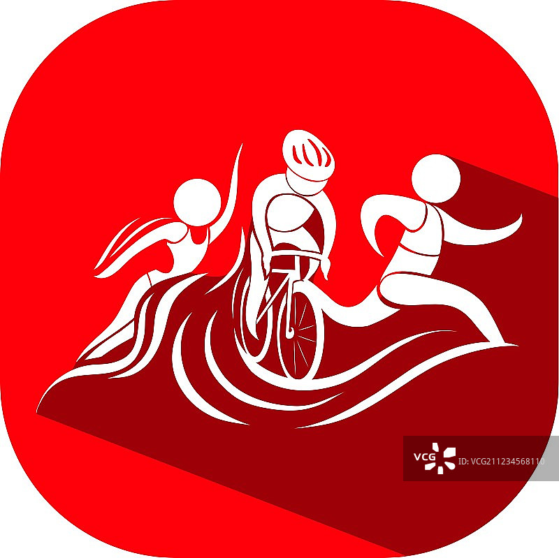 红色背景上的铁人三项运动图标图片素材