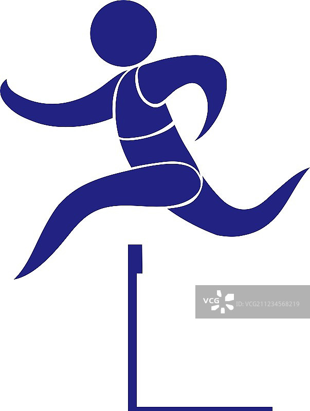 蓝色跨栏运动图标图片素材