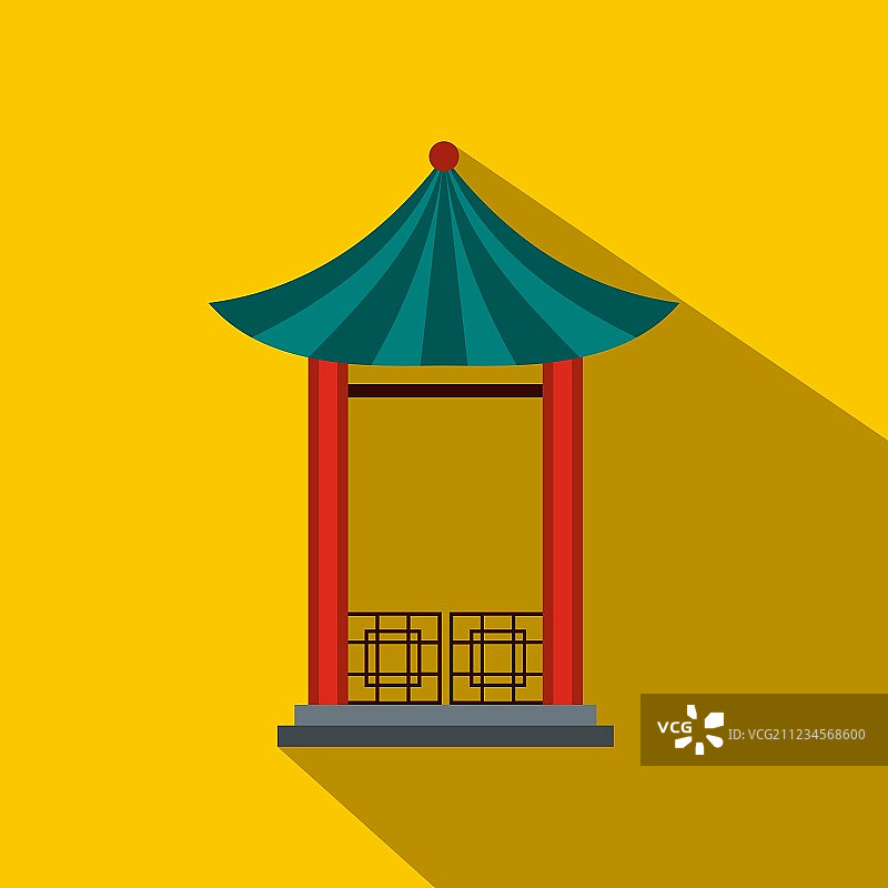日式莲花亭阁图标扁平风格图片素材