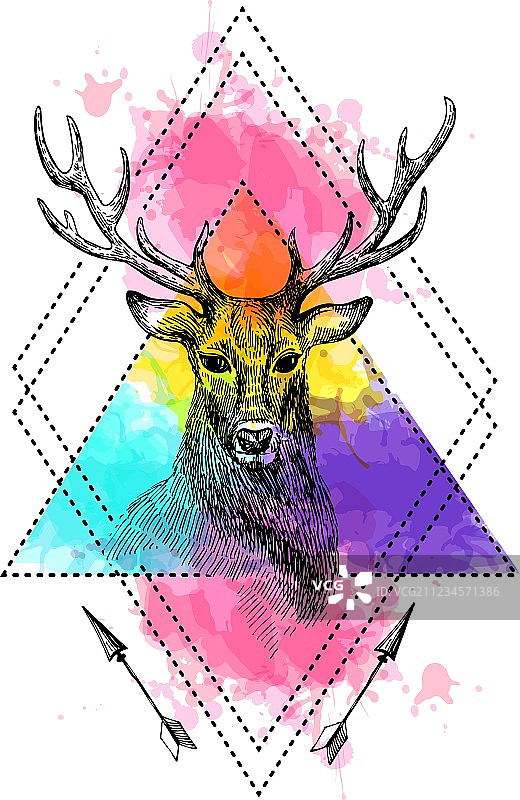 手绘鹿图片素材