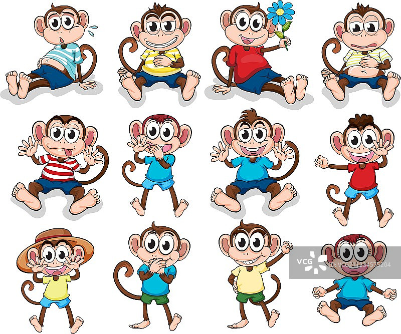 拥有不同情绪的猴子图片素材