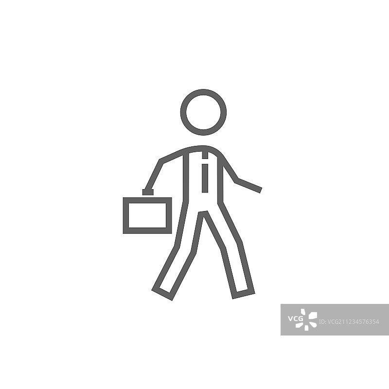 手提公文包行走的商人（线条图标）图片素材