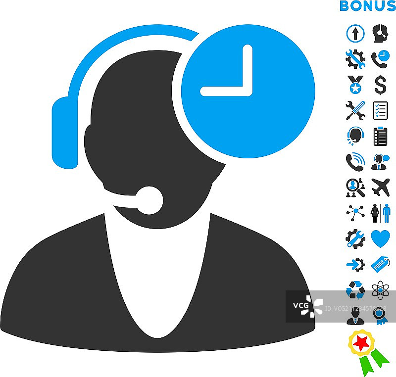 带奖励的客服时间扁平图标图片素材