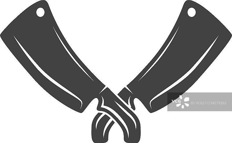 白色背景上孤立的交叉切肉刀图片素材