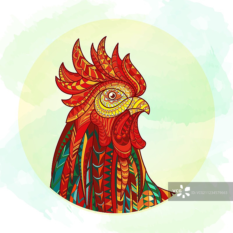 手绘涂鸦轮廓公鸡图片素材