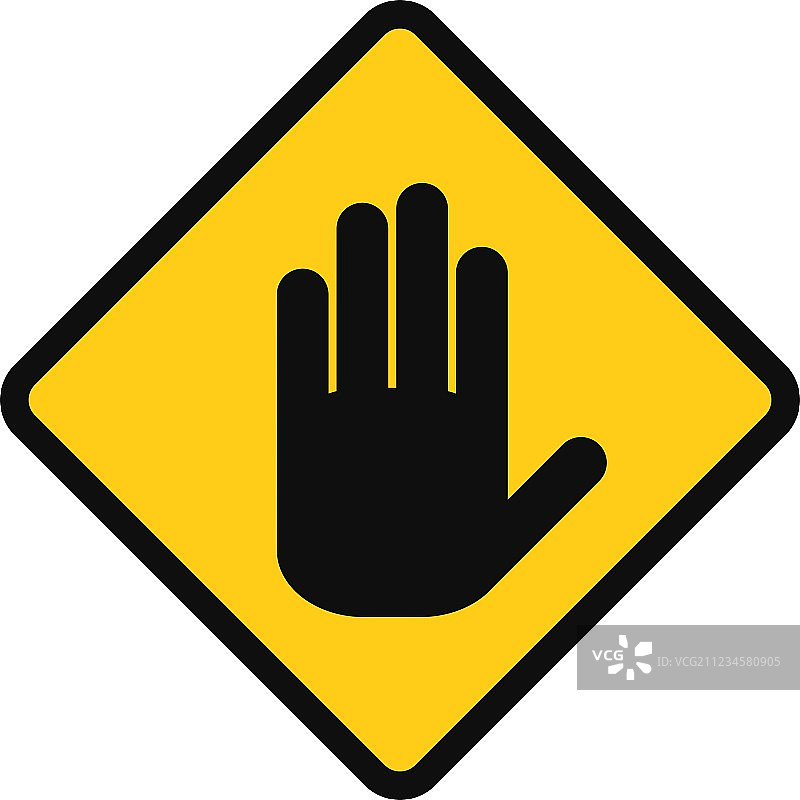黄色背景上的白色手型图标图片素材