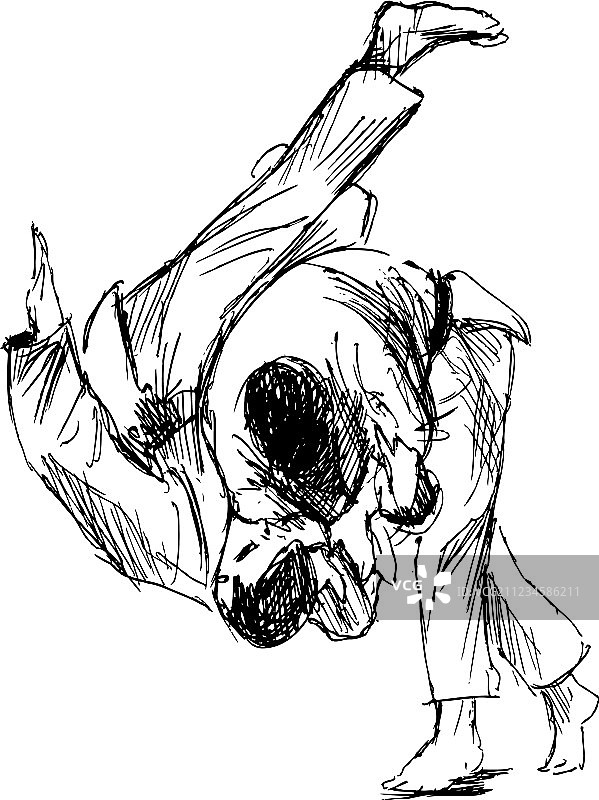 手绘柔道格斗图片素材