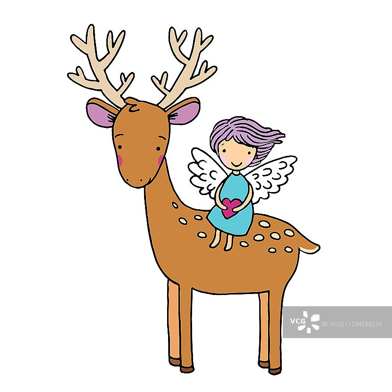 鹿与天使图片素材