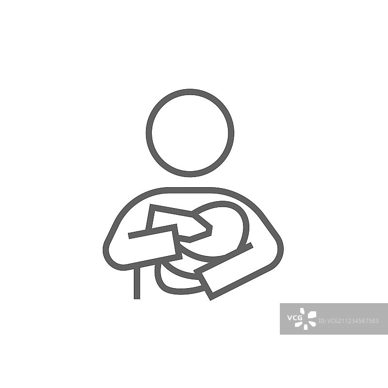 哺乳婴儿的女人线条图标图片素材