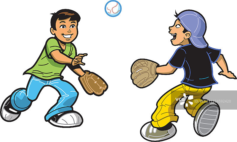 男孩们玩接球游戏图片素材