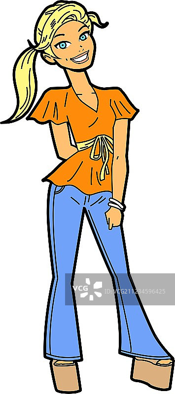 微笑的金发少女模特图片素材