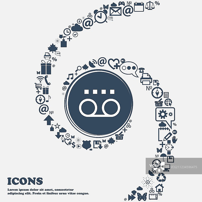 居中的音频卡带图标标志图片素材