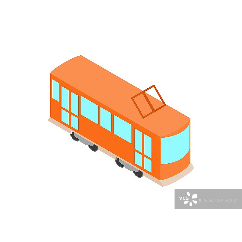 红色电车图标2.5D 3D风格图片素材
