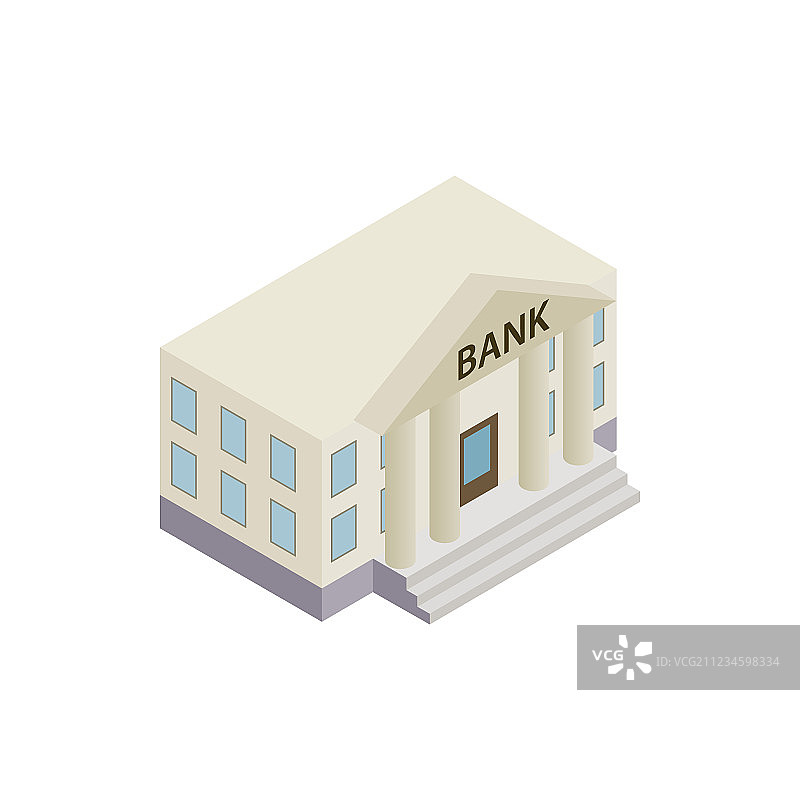 银行大楼等距3D风格图标图片素材