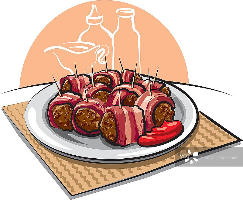 培根卷肉丸图片素材