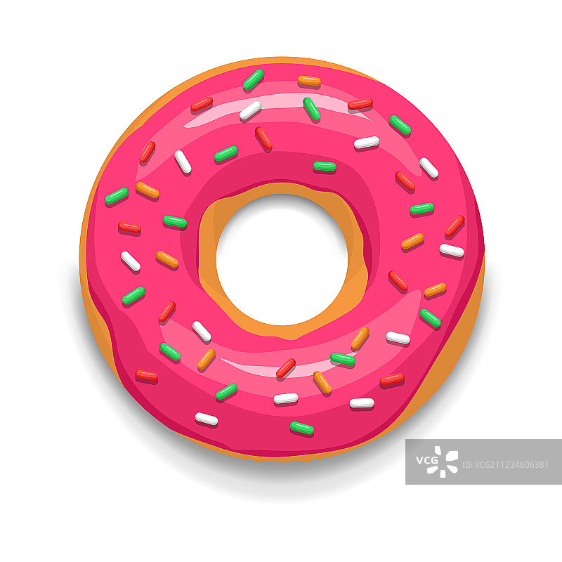 粉色糖釉甜甜圈图标卡通风格图片素材