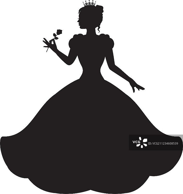 身穿华丽礼服手持玫瑰的公主图片素材