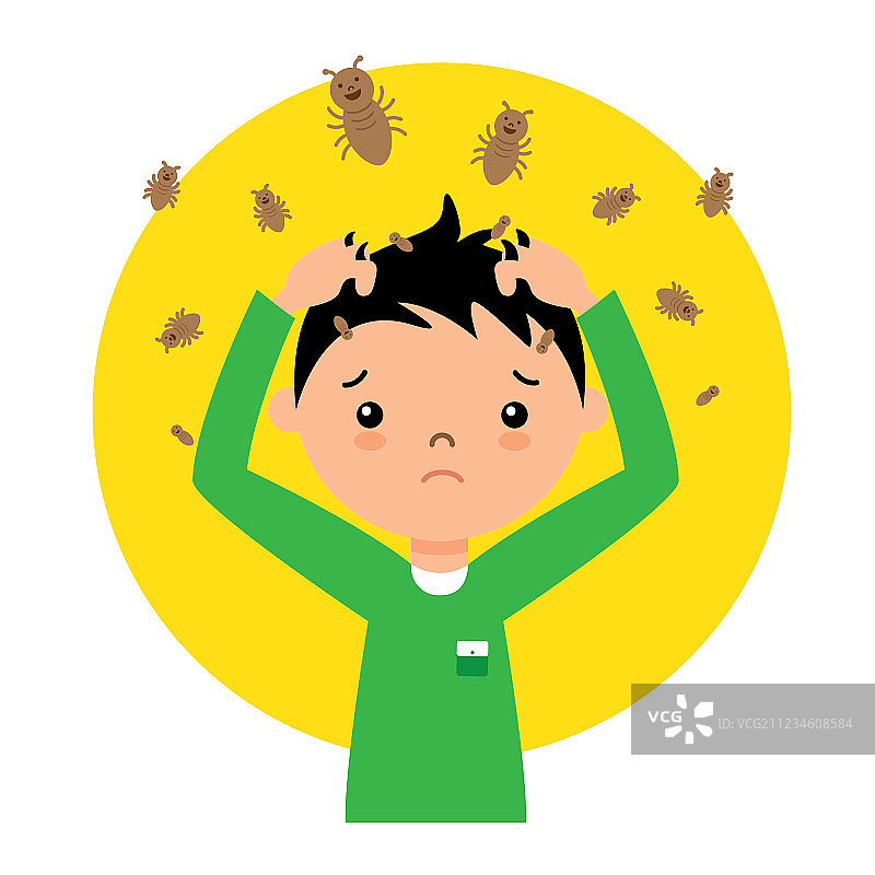 感染虱子的儿童图片素材