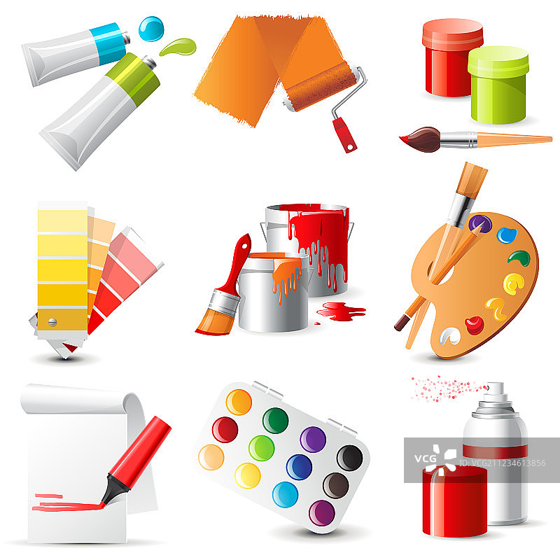 9个高度精细的艺术家用品图标图片素材