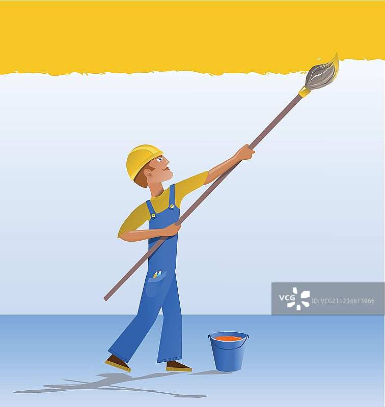 卡通房屋油漆工图片素材