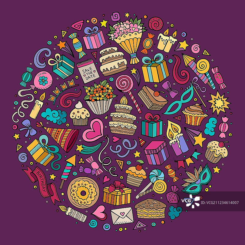 节日卡通涂鸦对象集合图片素材