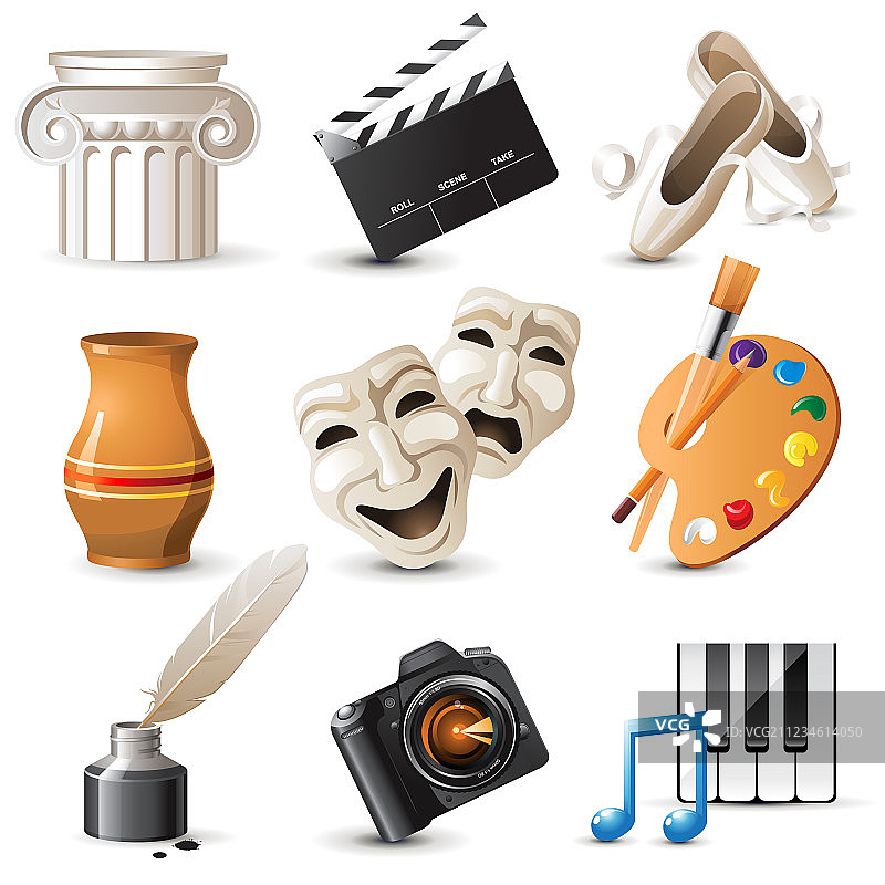9个精细艺术图标图片素材