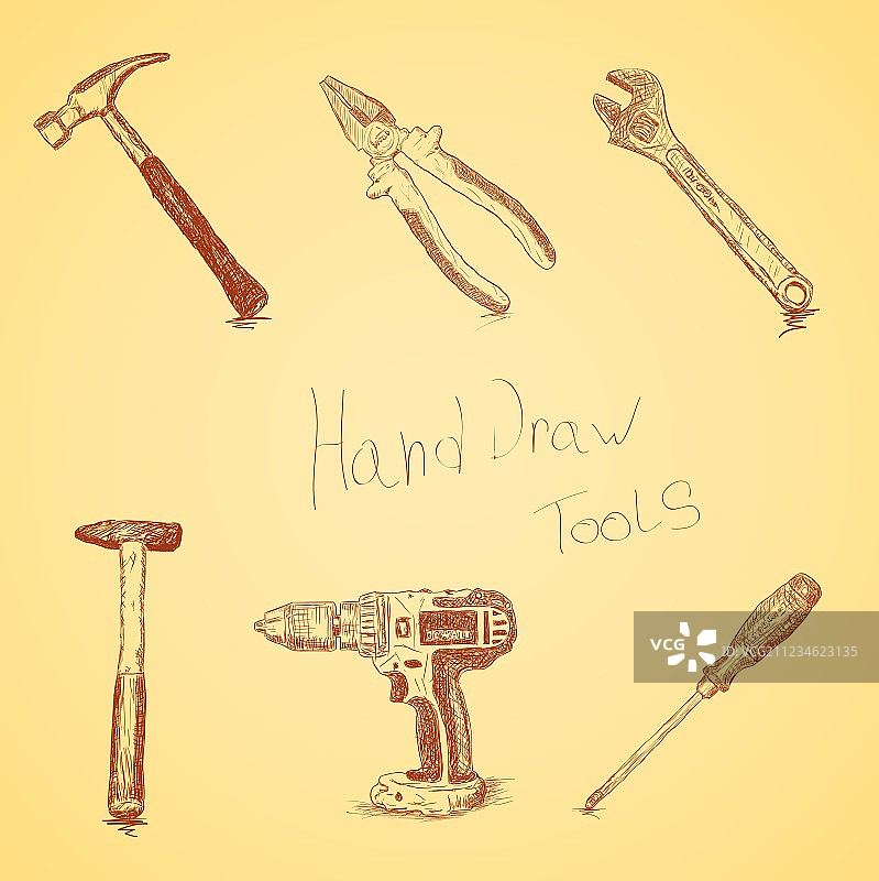 手绘工具套装图片素材