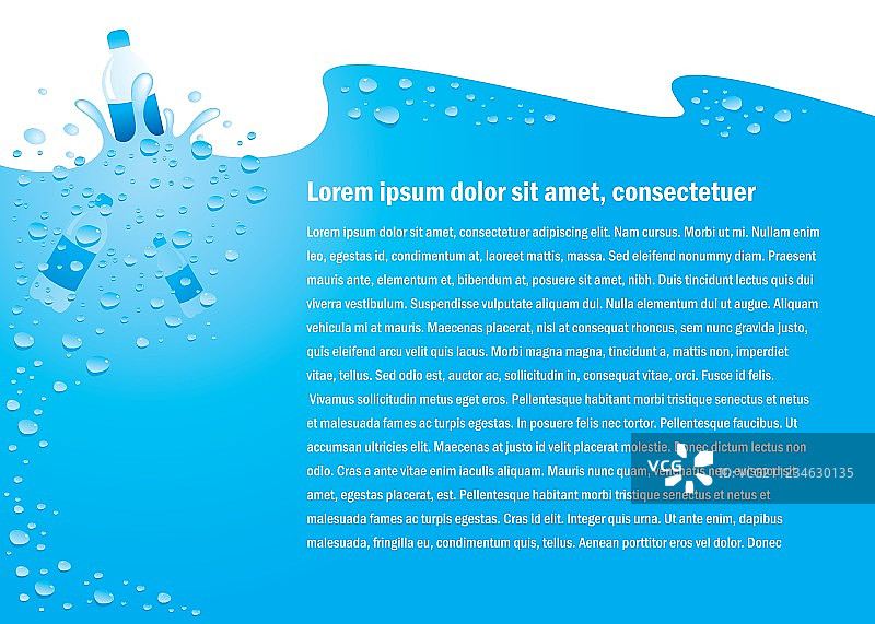 蓝色水滴背景和CMYK颜色的瓶子图片素材