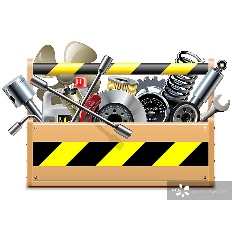 带有汽车备件的工具箱图片素材