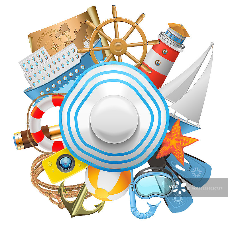 邮轮主题与帽子图片素材