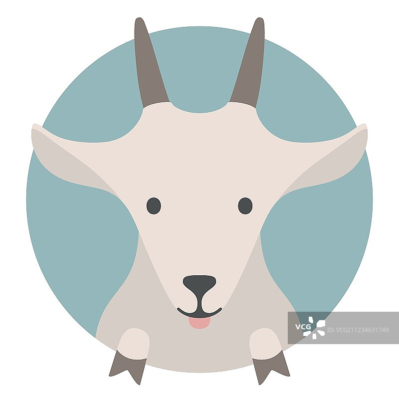 平面图形动物头像 - 山羊图片素材