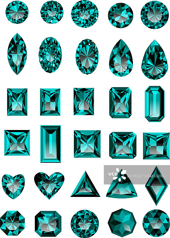 逼真蓝色紫水晶珠宝套装图片素材