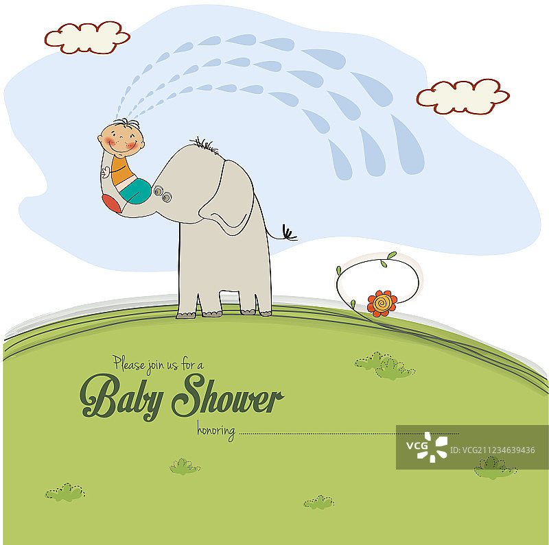 带有小男孩的婴儿淋浴卡片图片素材