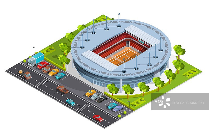 带开放式球场体育场的网球运动中心图片素材