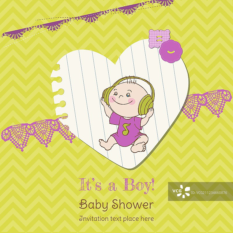 男婴欢迎卡和新生儿派对卡片图片素材