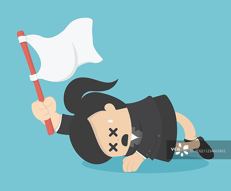 举着投降白旗的商务女人图片素材