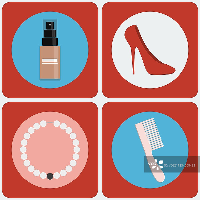 女性美妆彩色图标集图片素材