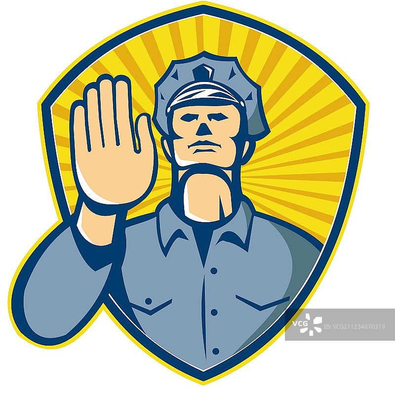 警察手持盾牌示意停止图片素材