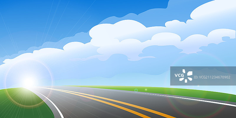 清晨公路背景图片素材