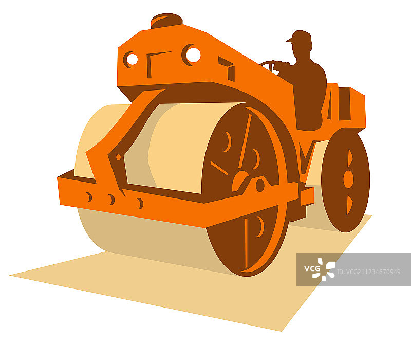 复古工程压路机图片素材