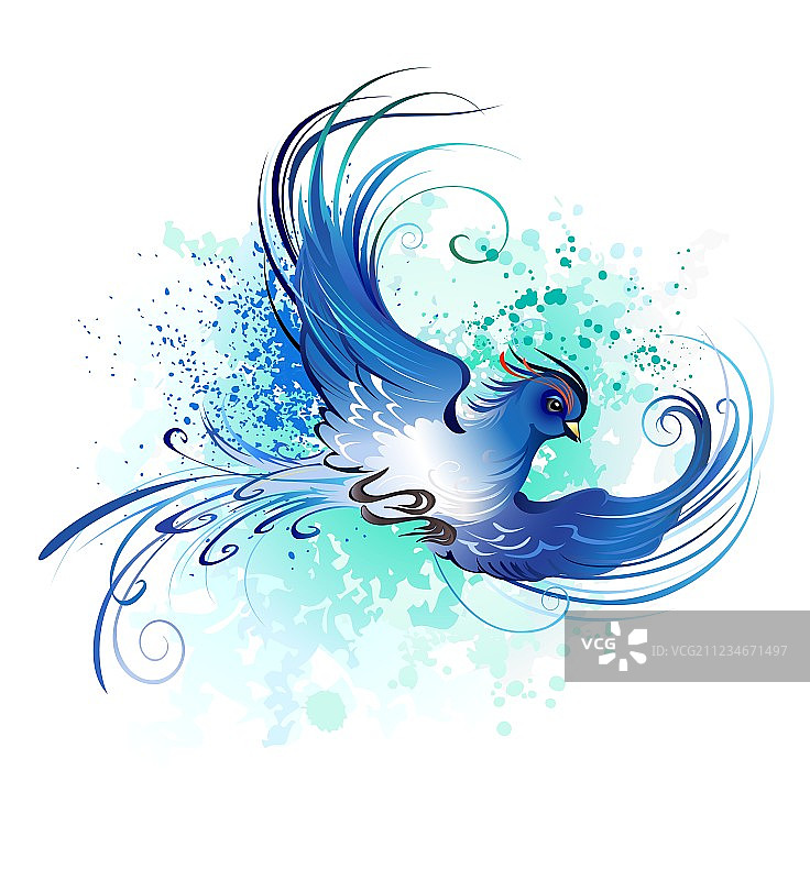 水彩蓝鸟图片素材